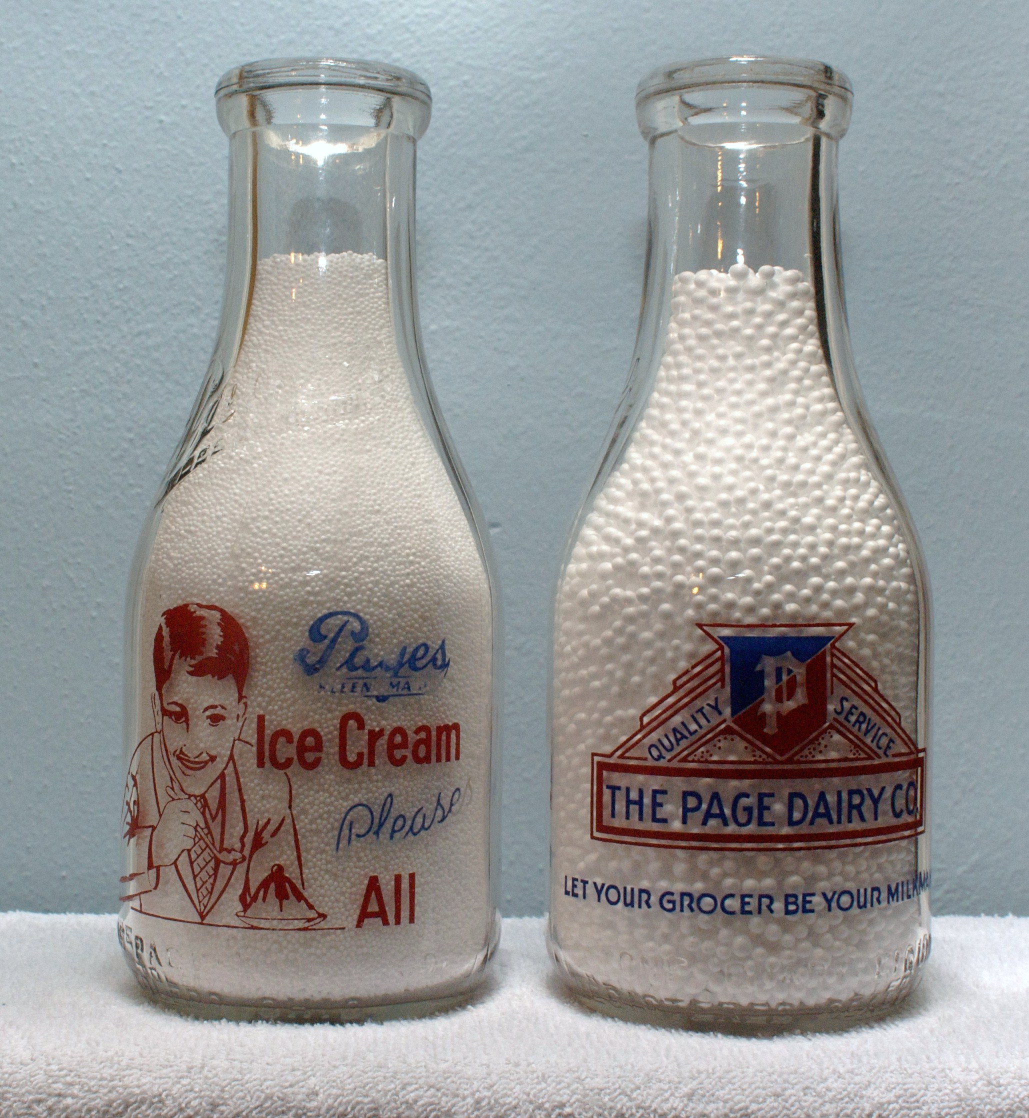 Limited Edition Pages Quart Milk Bottle 1940s Pages Ice Cream Pleases All