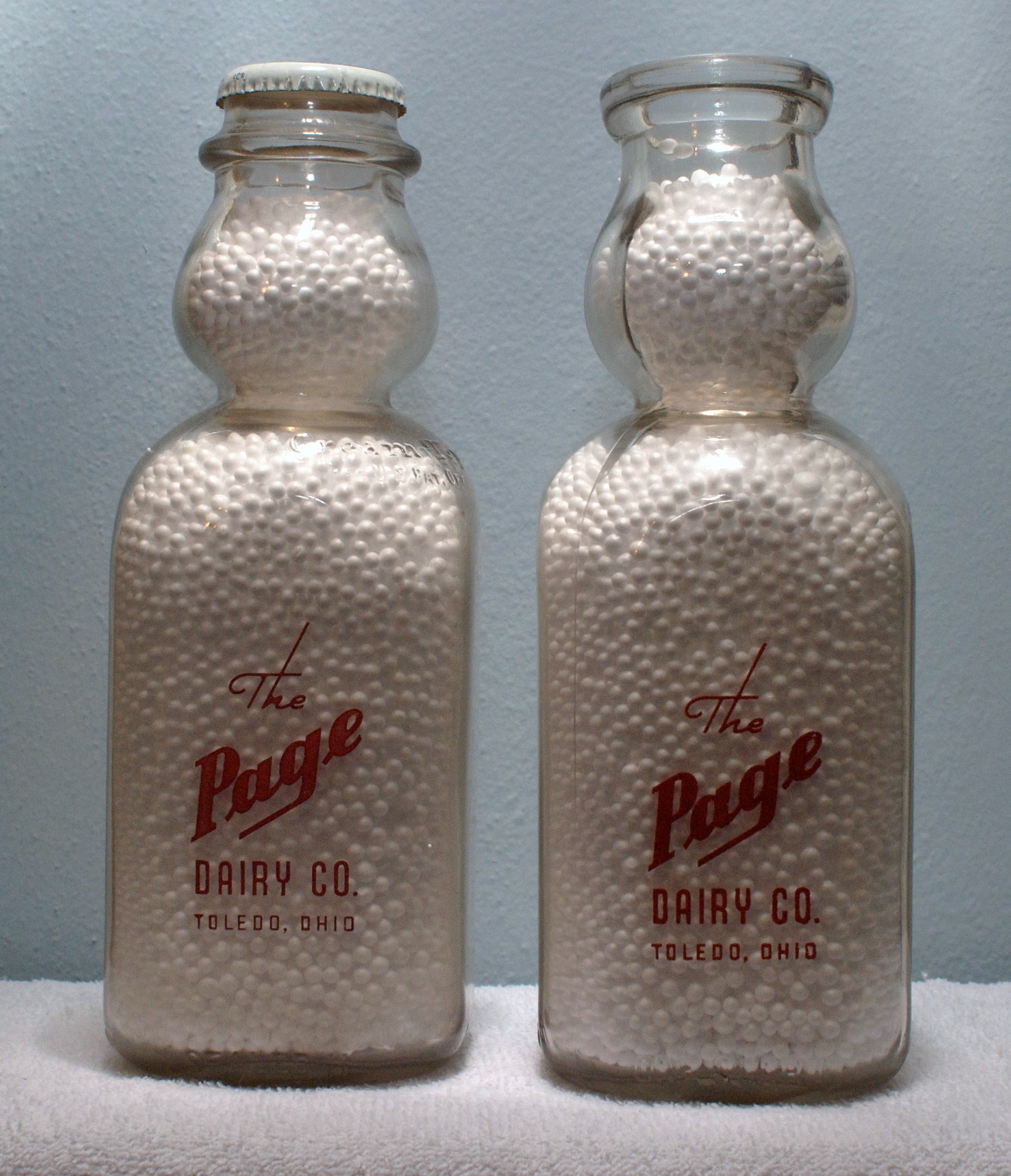 Page Milk Cream Top Bottle Late 1940s Early 1950s Same Logo Two Tops