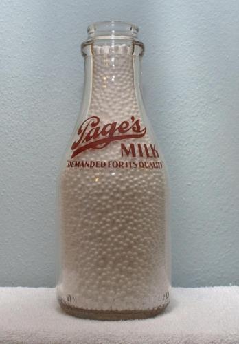 Limited-Edition-Pages-Quart-Milk-Bottle-1930-1940s-Demanded-for-its-Quality