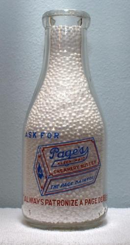 Limited-Edition-Pages-Quart-Milk-Bottle-1940s-Always-Patronize-a-Page-Dealer