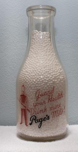 Limited-Edition-Pages-Quart-Milk-Bottle-1940s-Guard-Your-Health-Drink-More-Pages-Milk
