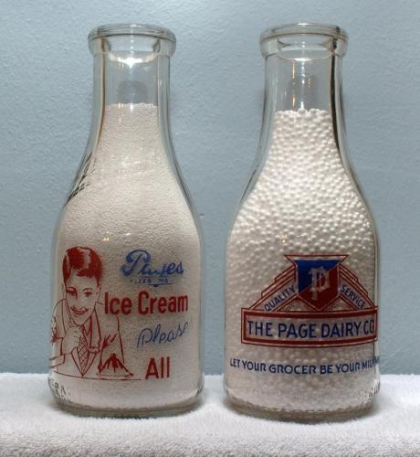 Limited-Edition-Pages-Quart-Milk-Bottle-1940s-Pages-Ice-Cream-Pleases-All