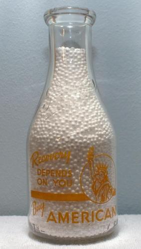 Limited-Edition-Pages-Quart-Milk-Bottle-Late-1940s-Recovery-Depends-on-You-Buy-American
